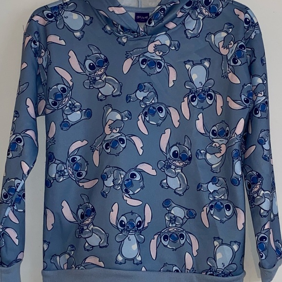 Disney Other - Disney Stitch Pullover Hoodie - Light Blue with Navy Accents